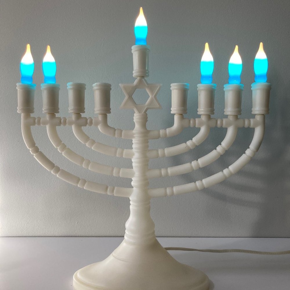 Vintage Hanukkah Menorah Blow Mold - Electric Candelabra